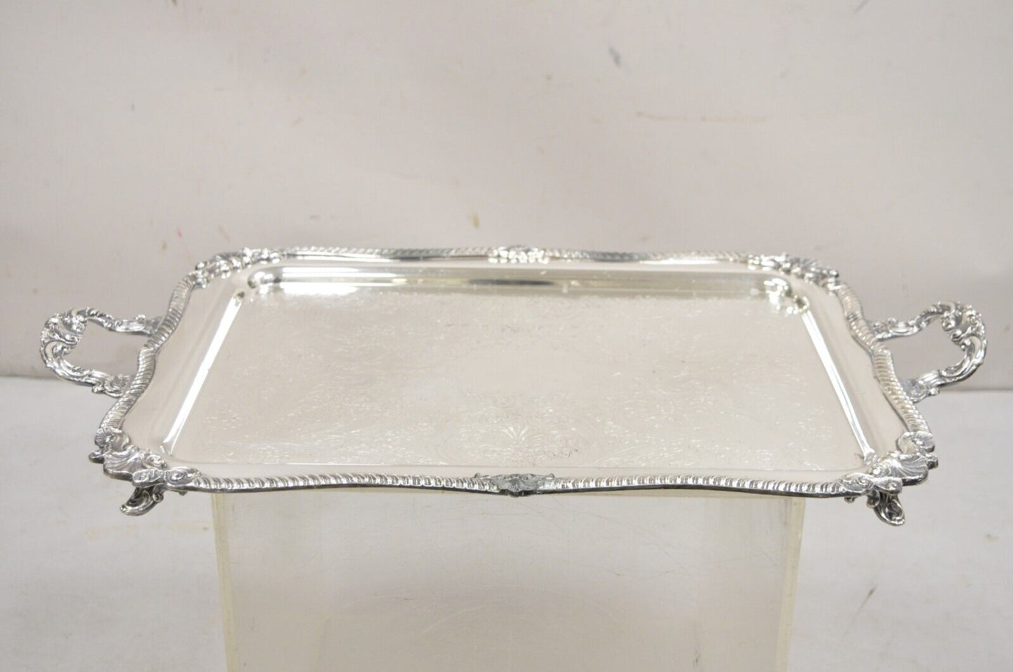 Vintage Sheffield Victorian Ornate Silver Plated Serving Platter Tray