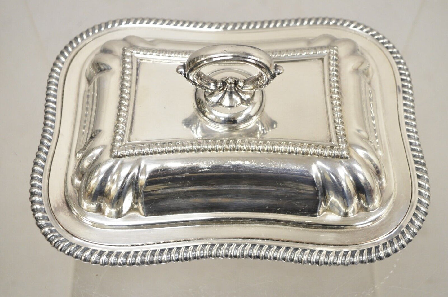 Vtg English Regency Style Silver Plated Lidded Vegetable Serving Platter Dish