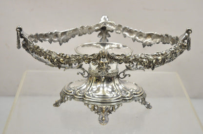 Antique French Victorian Silver Plated Figural Centerpiece Bowl Pedestal Base