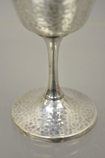 Vintage EGW & S Hammered Silver Plate Wine Goblets Cups - Set of 6