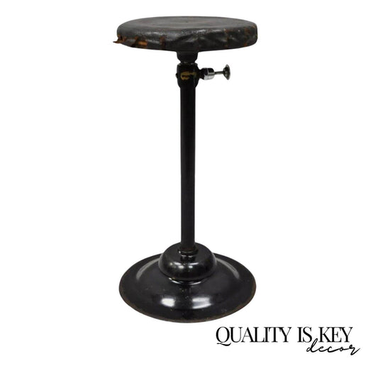 Articulating Industrial Modern Brown Leather Adjustable Work Stool by Peerless