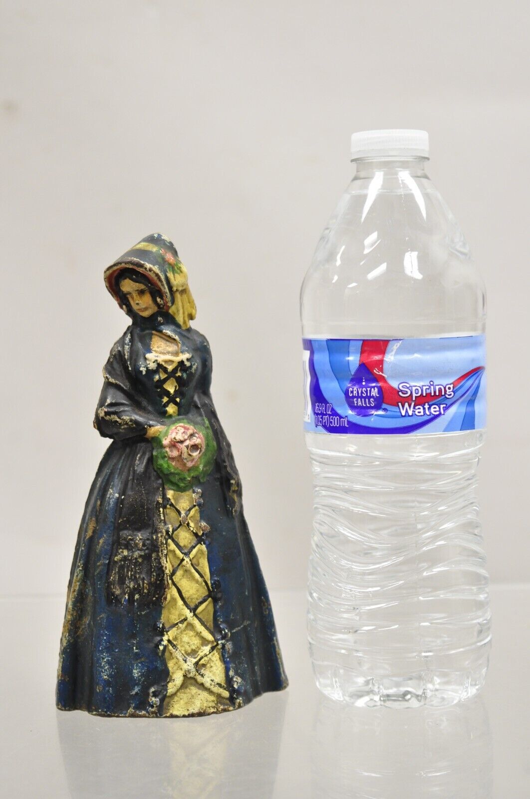 Antique Victorian Cast Iron Figural Colonial Woman Painted Door Stop