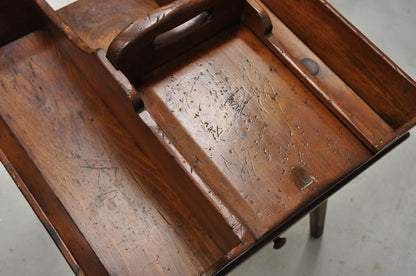 Vtg Pine Wood Primitive Country Rustic Cobblers Work Stand Side Table w/ Drawer