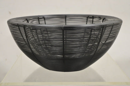 Vintage Modern Black Metal Wire 16" Round Fruit Bowl Basket