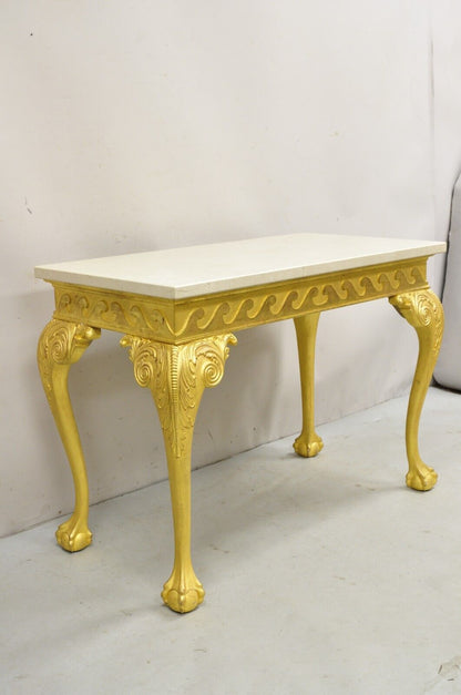 English George II Style Gold Giltwood Ball and Claw Foot Console Hall Table