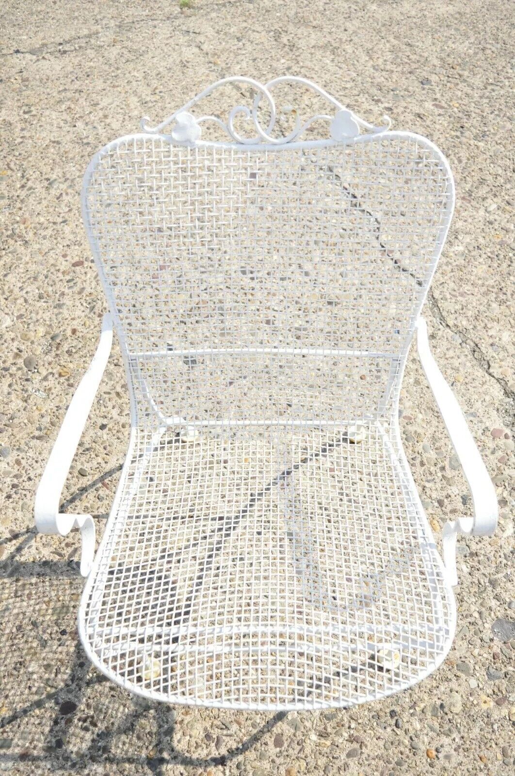 Vintage Russell Woodard Sculptura Mid Century Modern Iron Patio Dining Arm Chair