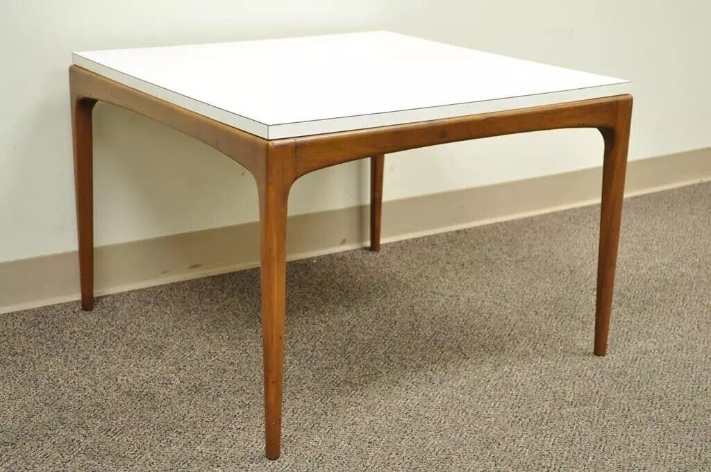 Vintage Mid Century Modern Danish Style Walnut & Formica Square Coffee Table