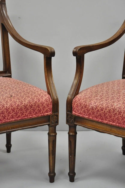 Antique French Louis XVI Style Harp Lyre Back Italian Mahogany Arm Chairs - Pair