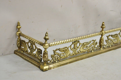 Antique Victorian Figural Swan Bird Twisted Brass 48" Fireplace Fender Surround