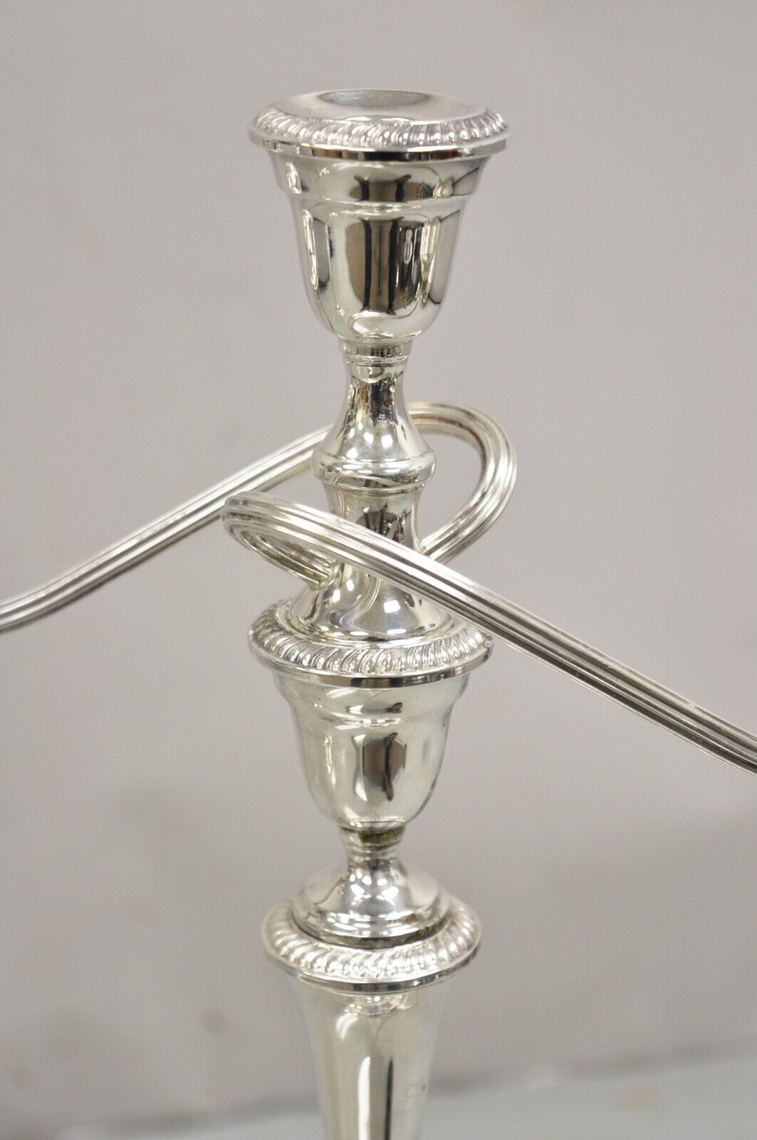 Gorham YC3031 3 Arm Branch Colonial Silver Plated Candle Candelabra - a Pair