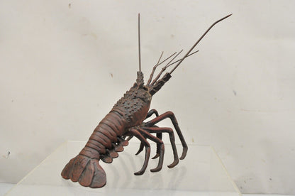 Vintage Meiji Japanese Style Cast Iron Metal Large Lobster Sculpture