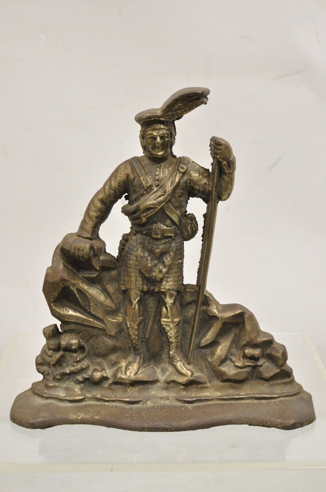 Antique Victorian Cast Iron Figural Scottish Soldier Scotsman Door Stop