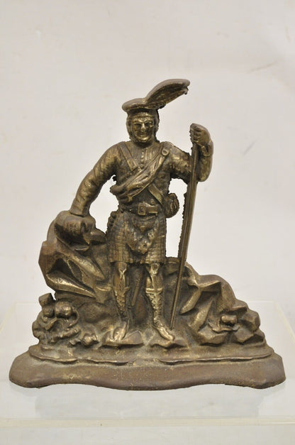 Antique Victorian Cast Iron Figural Scottish Soldier Scotsman Door Stop