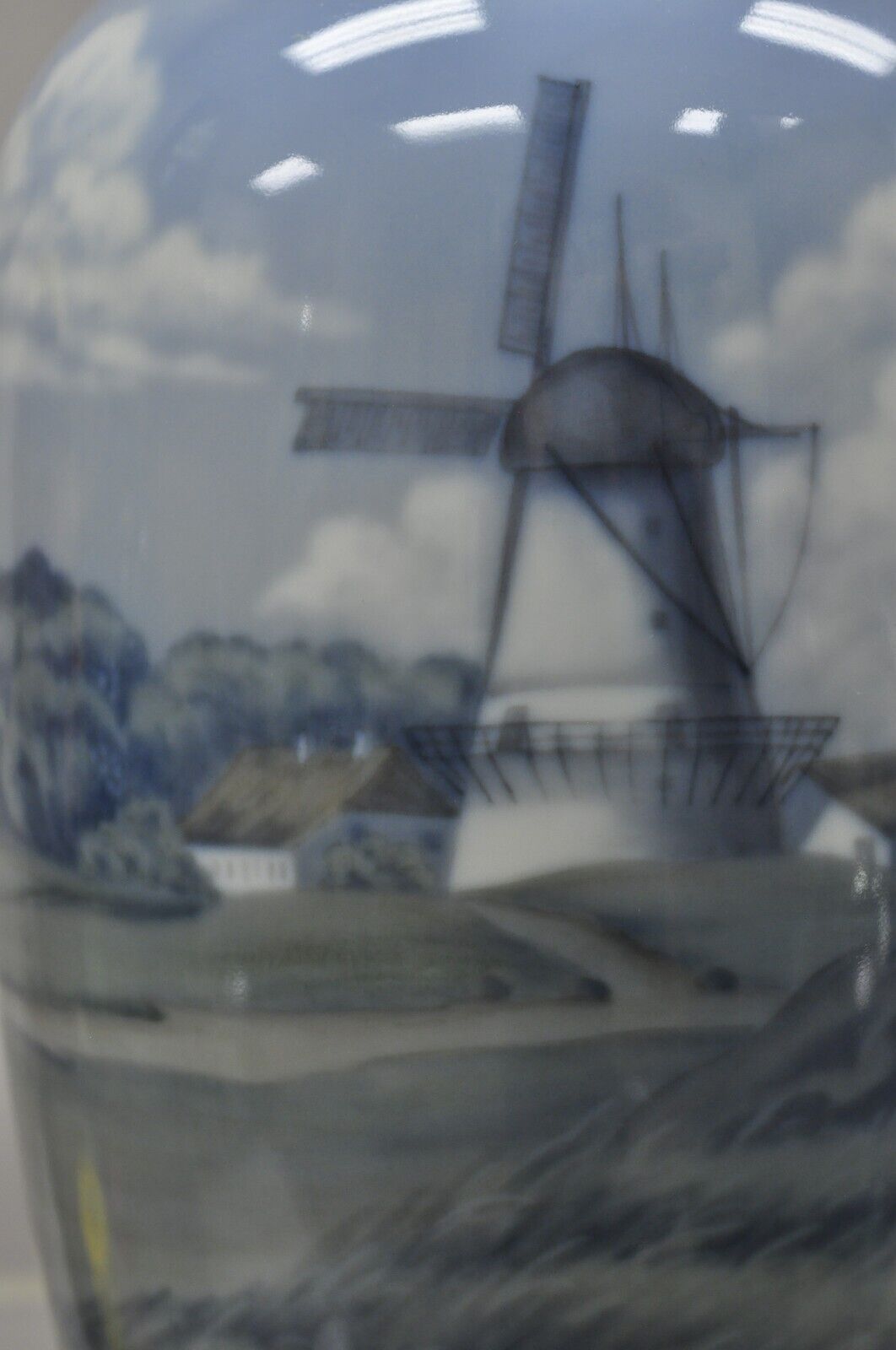 Antique Royal Copenhagen 13" Blue White Porcelain Windmill Vase 2634 2983