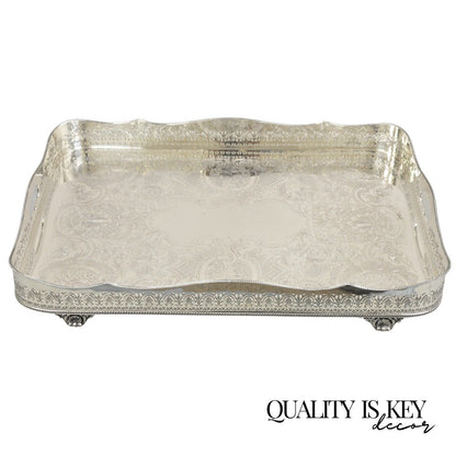 Antique English Sheffield Adams Silver Plated Scalloped Serving Platter Tray