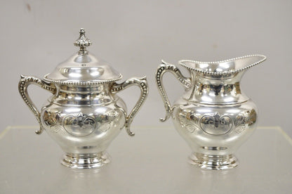 Antique Manhattan Silver Plate Co Silver Plated Tea Serving Set - 4pc Set