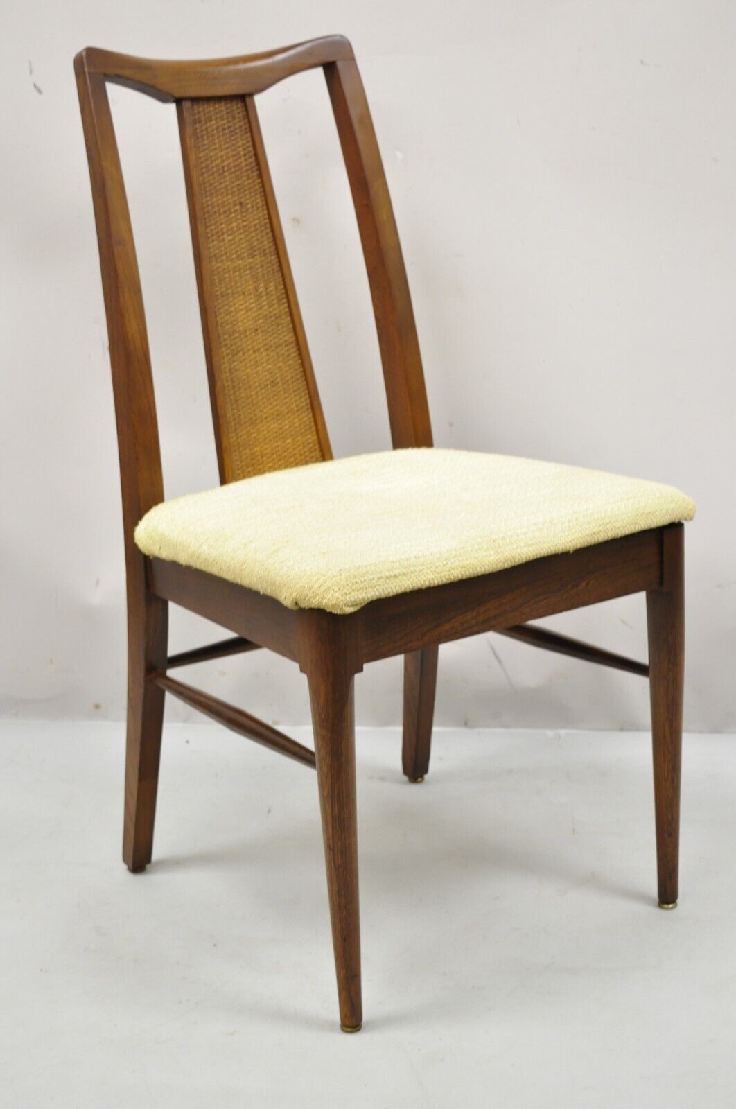 Vintage Mid Century Modern Walnut Cane Back Dining Chairs - Set of 4