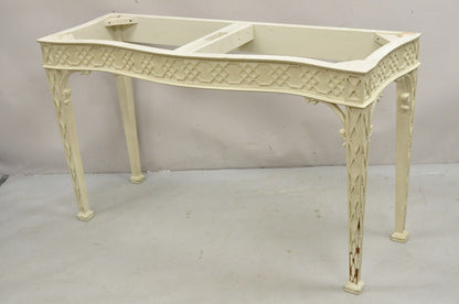 George III Chippendale Style Serpentine Fretwork White Console Hall Table Base