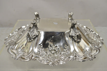 Victorian Silver Plated Floral Repousse Trinket Dish Serving Bowl Platter