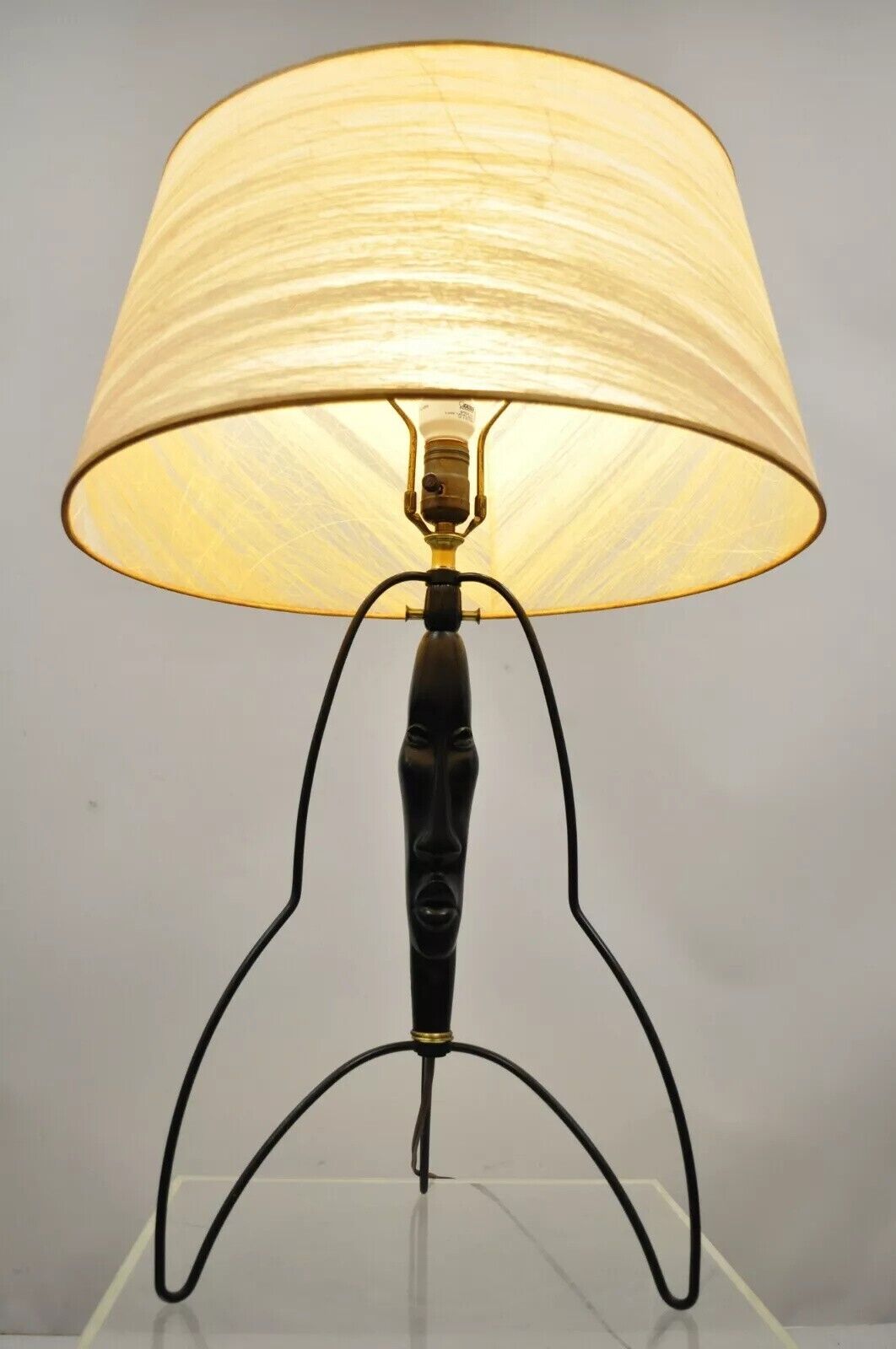 Mid Century Modern Frederick Weinberg Style Figural Bust Head Iron Table Lamp