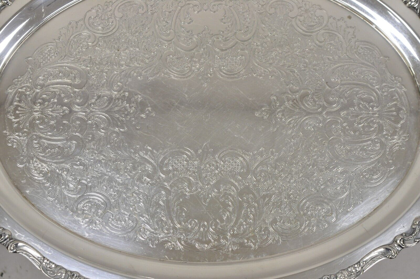 Vintage Baroque by Wallace 294 Oval Silver Plated Serving Platter Tray