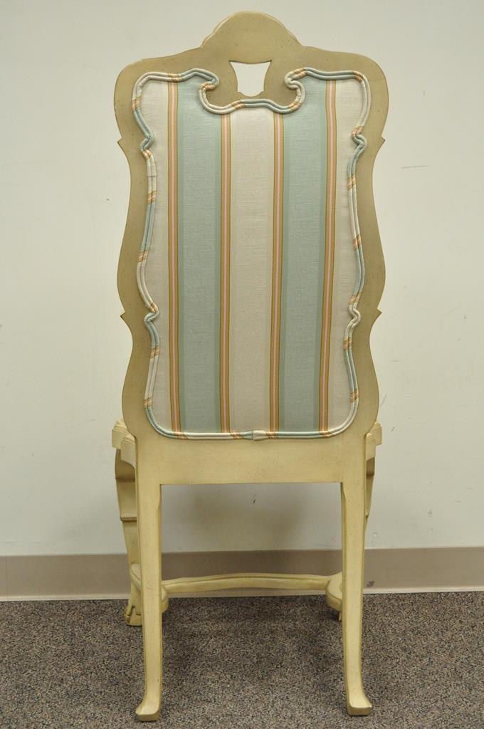 Vintage Swedish Rococo French Style Shell Carved Cream Painted Side Accent Chair