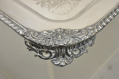 Vintage English Victorian Silver on Copper Silver Plated Serving Platter Tray