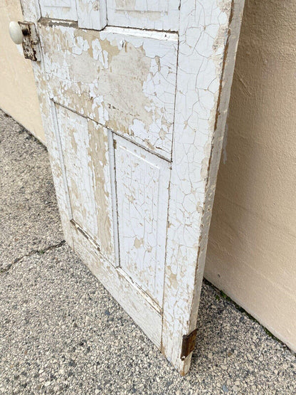 Antique Architectural Salvage Gray White Distress Painted Wooden Interior Door