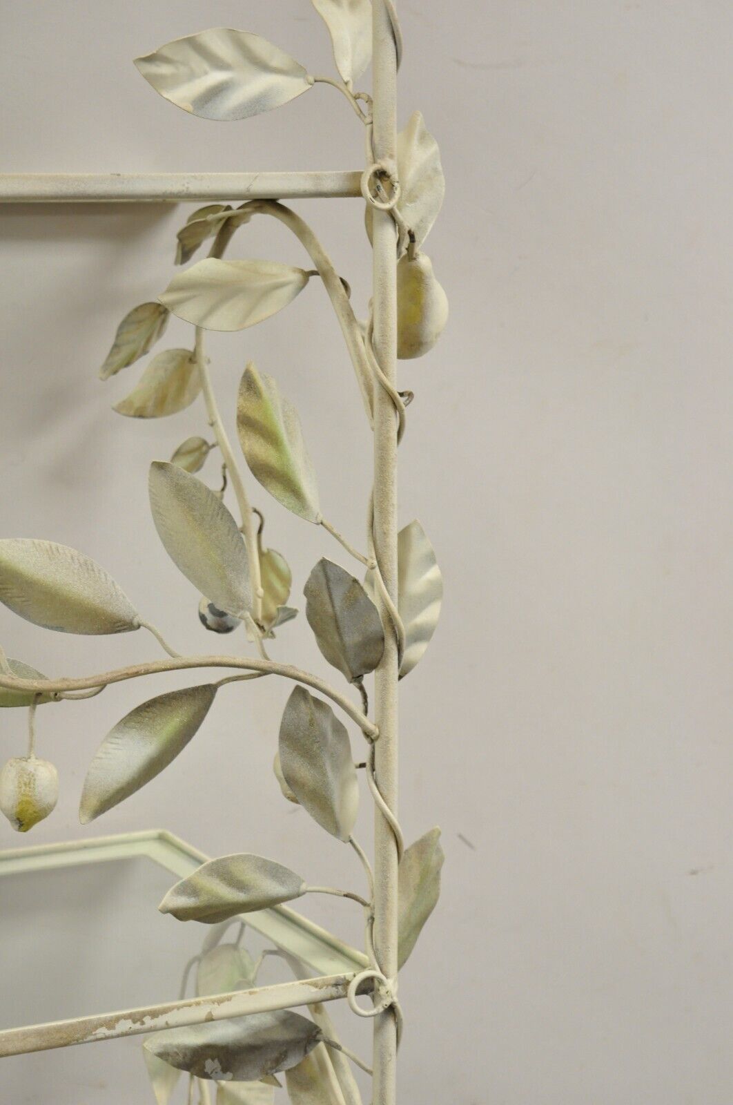 Vintage Italian Hollywood Regency Iron Tole Metal Fruit Vine Wall Hanging Shelf