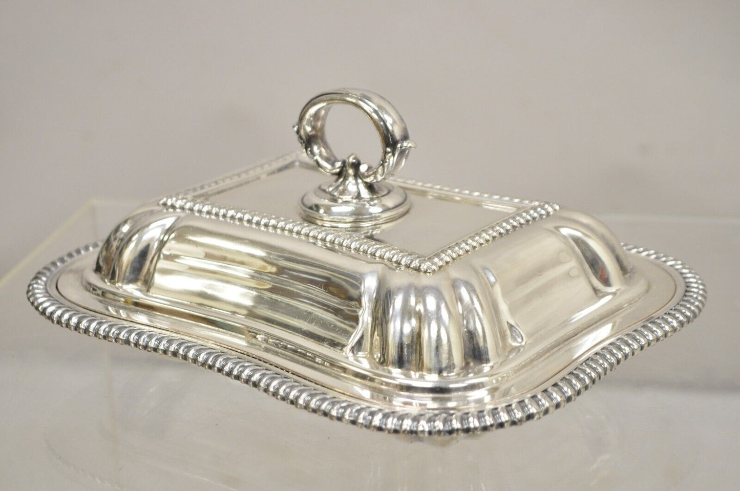 Vtg English Regency Style Silver Plated Lidded Vegetable Serving Platter Dish