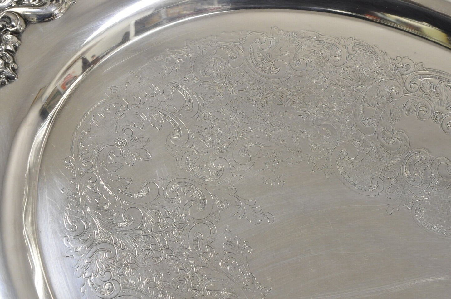 EPCA Poole Silver Co 400 Lancaster Rose Large Silver Plated Serving Platter Tray