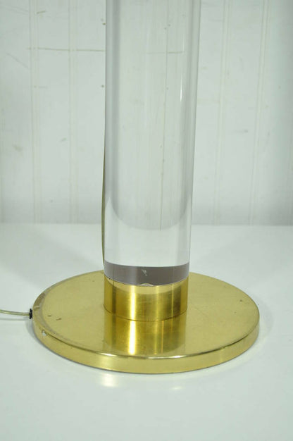 Vintage Frederick Cooper Lucite and Brass Column Table Lamp after Karl Springer