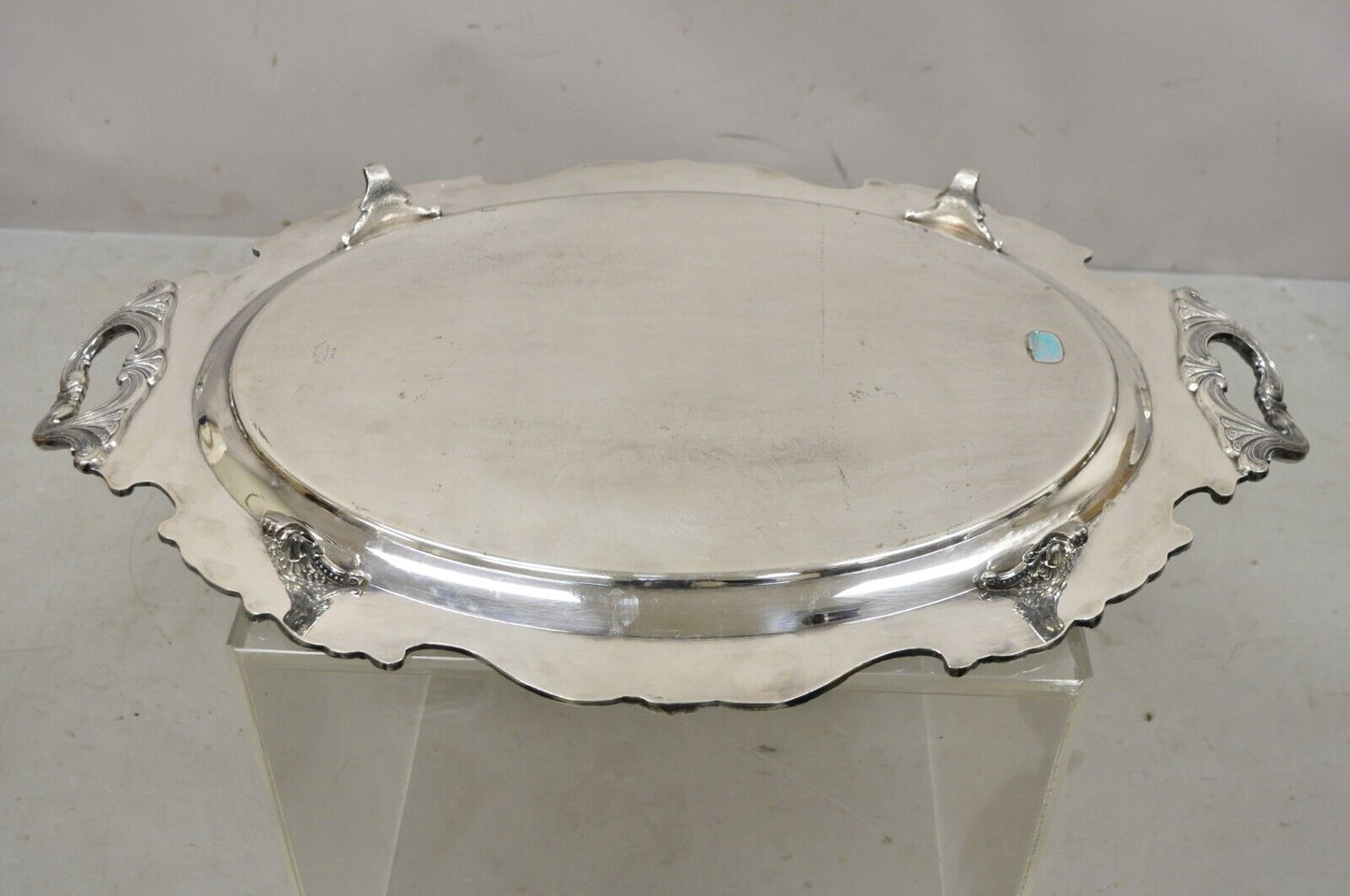 Vintage Wallace Royal Rose 9826 Silver Plated Ornate Oval Serving Platter Tray