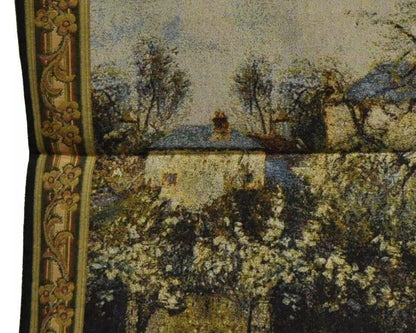 44" x 29" French Wall Hanging Tapestry Jacquard Impressionist Landscape Pissarro