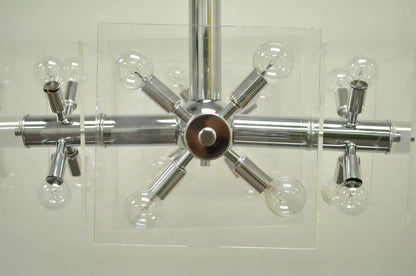 Mid Century Modern Chrome and Lucite Sputnik Orb Chandelier Light Fixture