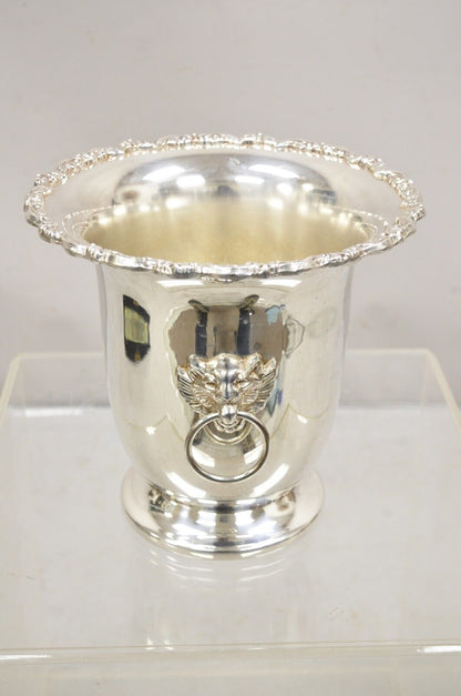 Vtg Leonard Regency Style Silver Plated Lion Head Fluted Champagne Ice Bucket