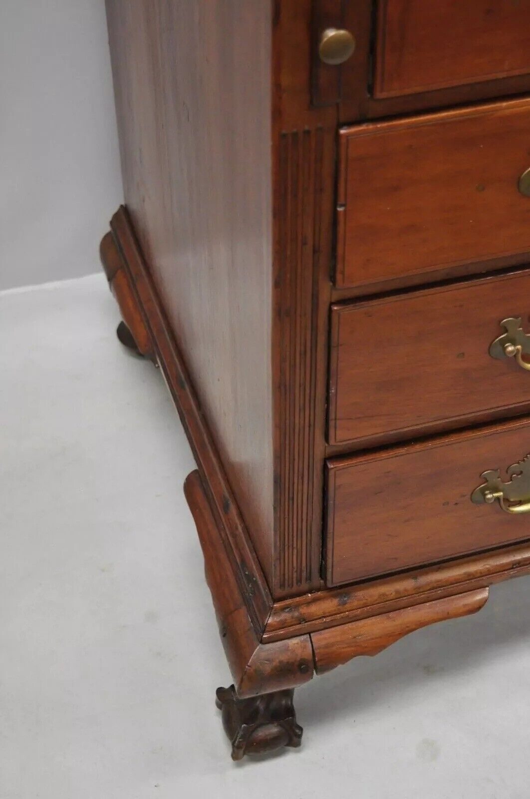 19th C. Chippendale Style Mahogany Slant Front Carved Ball & Claw Secretary Desk