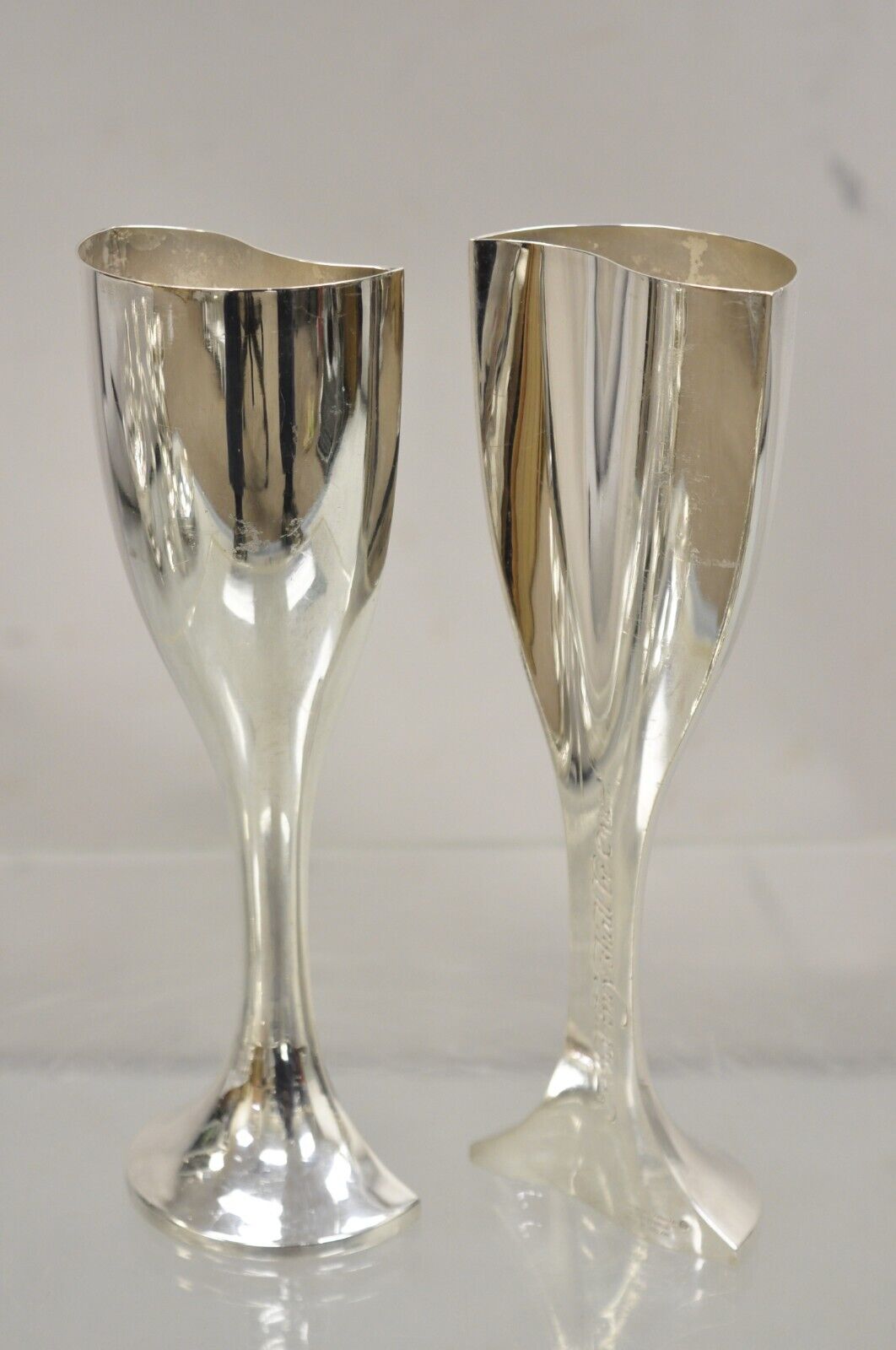 Cazenovia Abroad Silver Plated Wedding Goblet Toasting Split Champagne Flutes