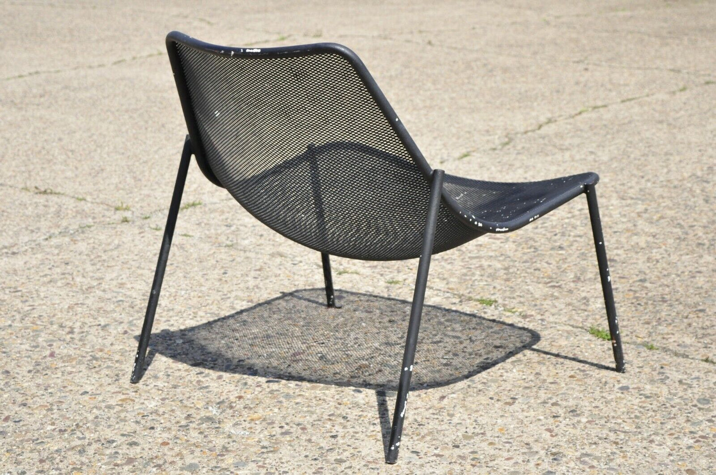 Vintage Metal Mesh Perforated Wide Seat Modern Patio Garden Lounge Chair