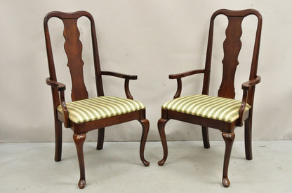 Vintage Thomasville Queen Anne Style Cherry Wood Dinning Arm Chairs - a Pair