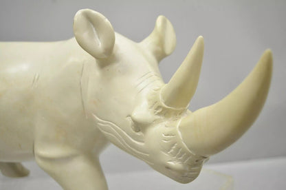 Carved Soapstone 21" Rhinoceros African Sculpture Statue Figure Made in Kenya