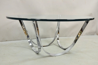 Tri-Mark Roger Sprunger Style Chrome & Glass Mid Century Modern Coffee Table