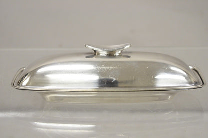 Vintage Gorham YC 775 Silver Plated Modern Butter Dish w/ Glass Liner