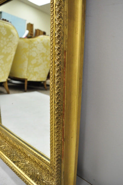 Antique 19th C Victorian Gold Giltwood & Gesso Foliate Design Wall Mirror (A)