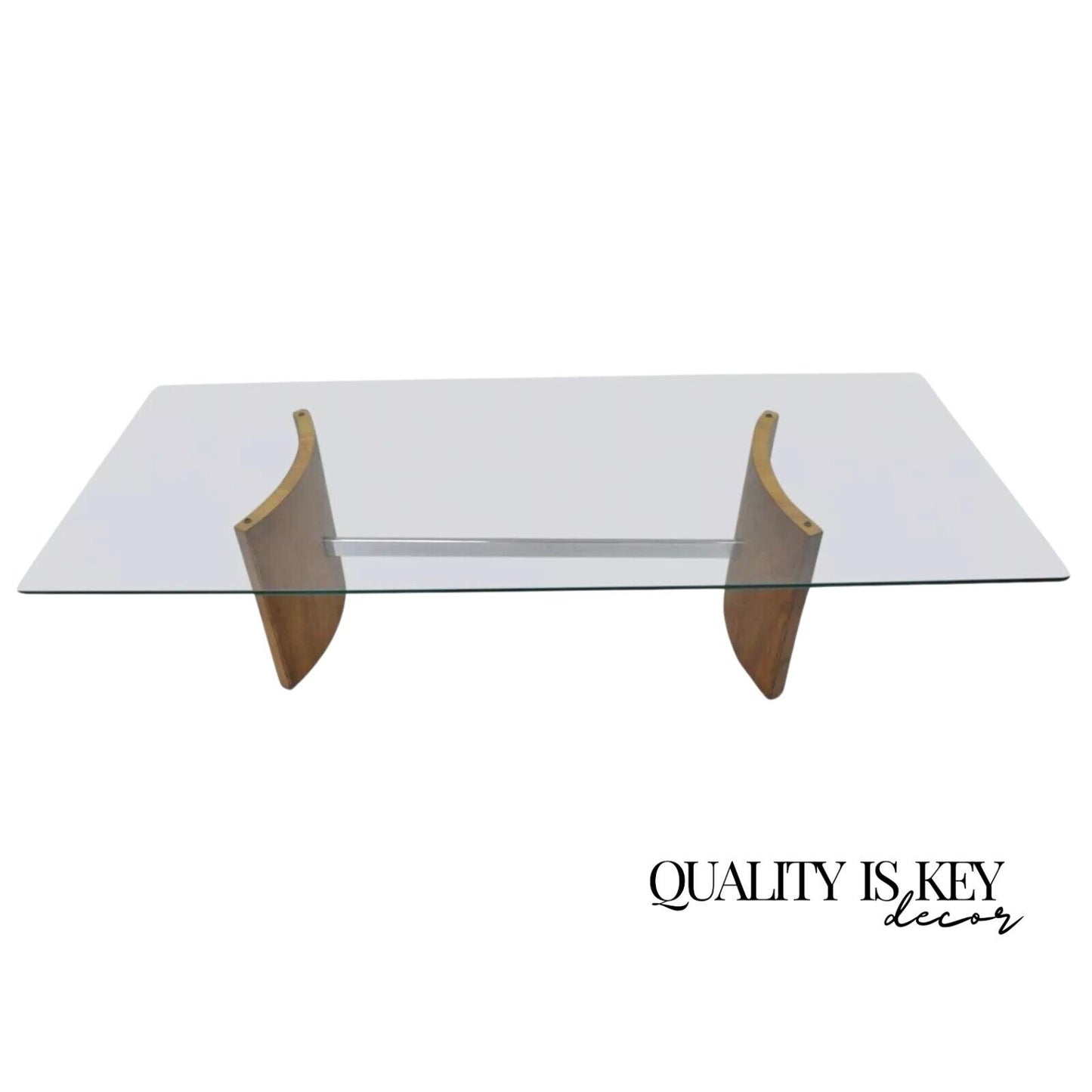 Vladimir Kagan Selig Danish Modern Walnut Chrome Glass Propeller Coffee Table