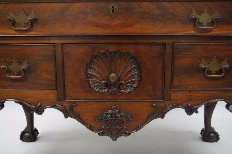 19th C. Chippendale Style Mahogany Ball and Claw Highboy Tall Chest of Drawers