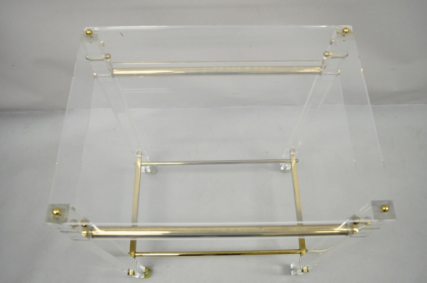 Lucite and Brass Mid Century Modern Rolling Bar Cart Trolley Tea Table Stand