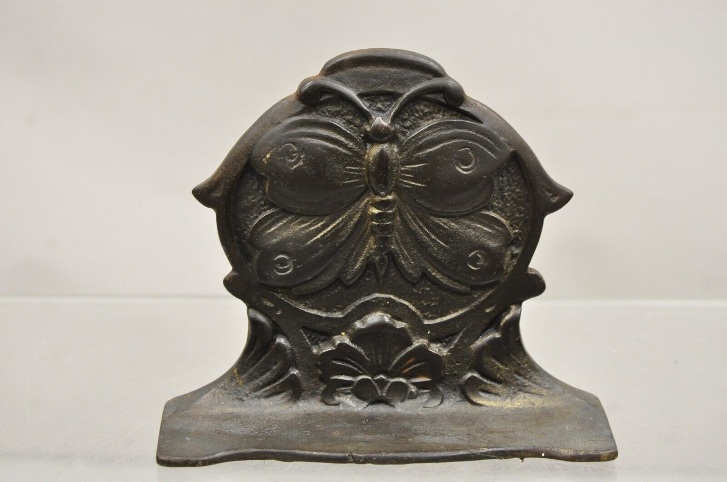 Antique Art Nouveau Small Cast Iron Figural Butterfly Door Stop Bookend