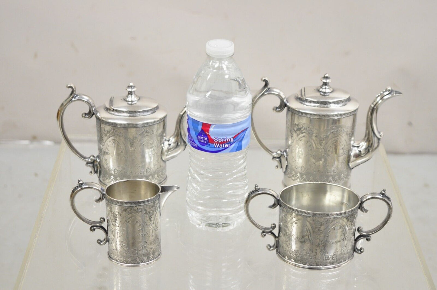 Vintage J.F. Curran & Co Victorian Silver Plated Small Coffee Tea Set - 4 Pc Set