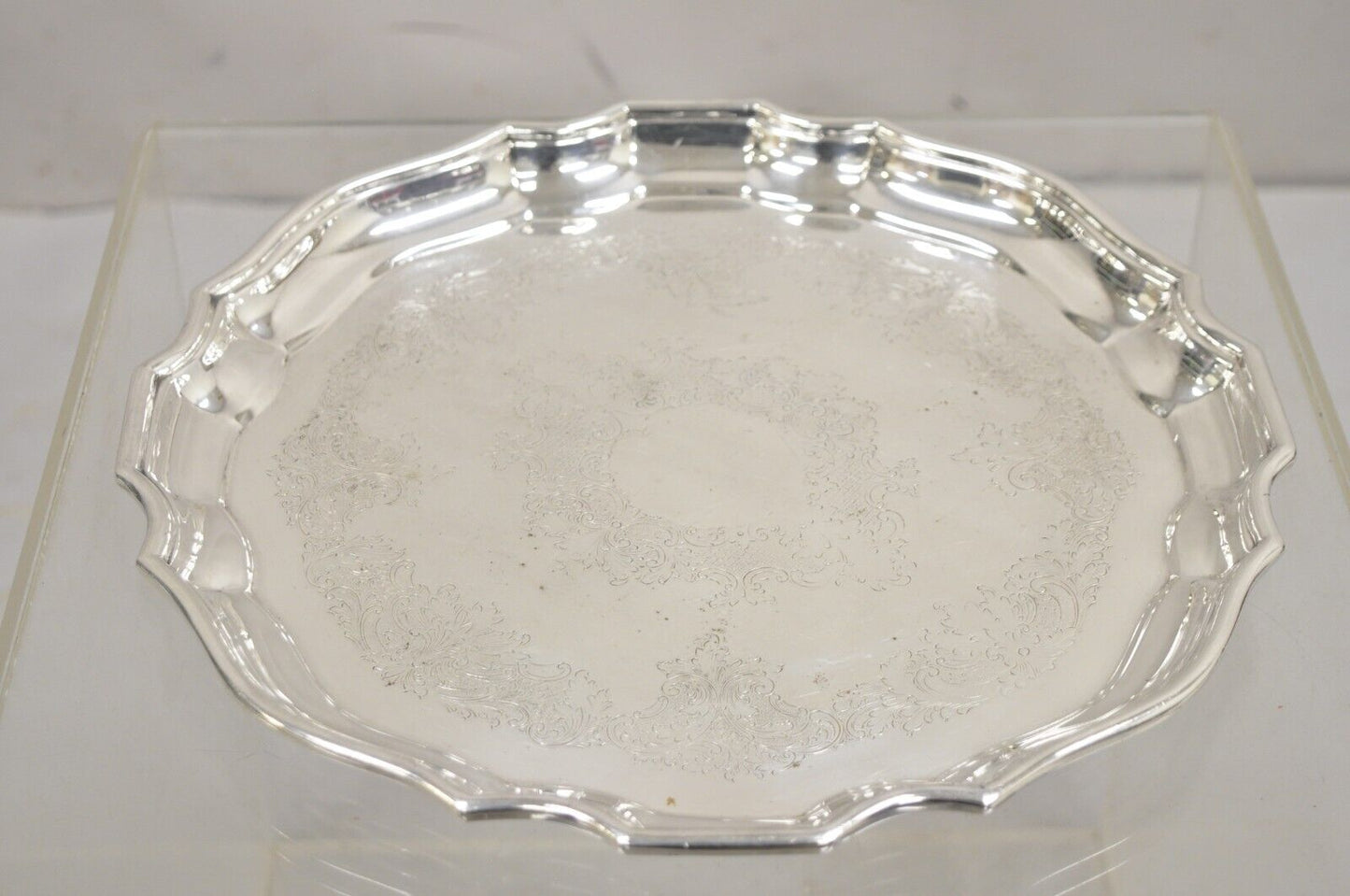 Vintage Sheffield Silver Co. USA Victorian Silver Plated Scalloped Platter Tray